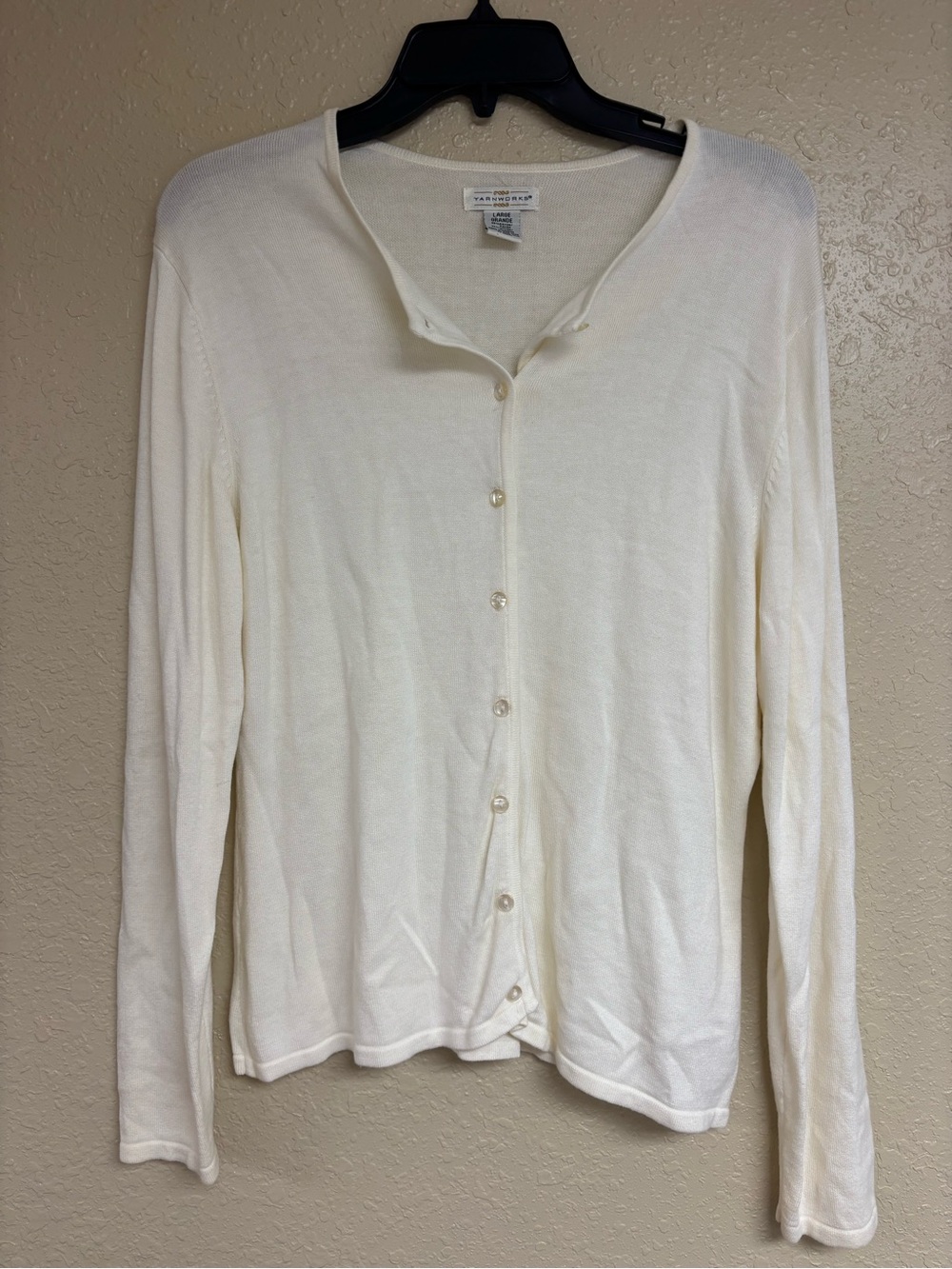 Lightweight Cream Button-Front Women's Shirt - Long Sleeve